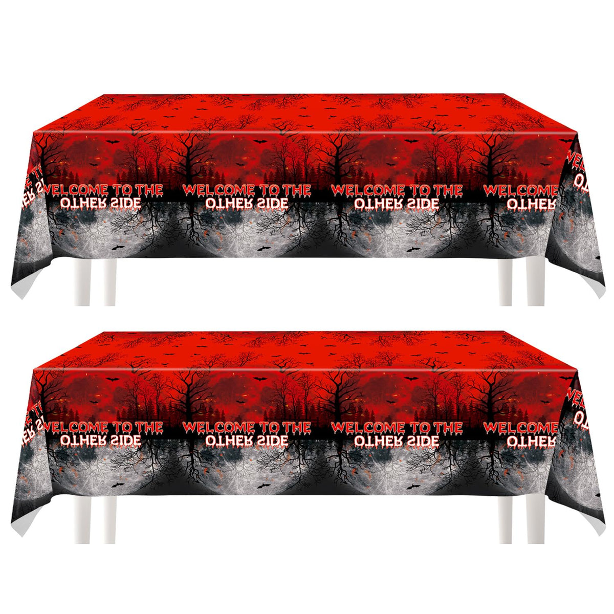 DodelyGz Stranger Things Tableclovers 2 pack red and black tablecloths 108x54 inches