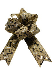Large fluffy bow with dog bones paw prints for wreaths or signs
