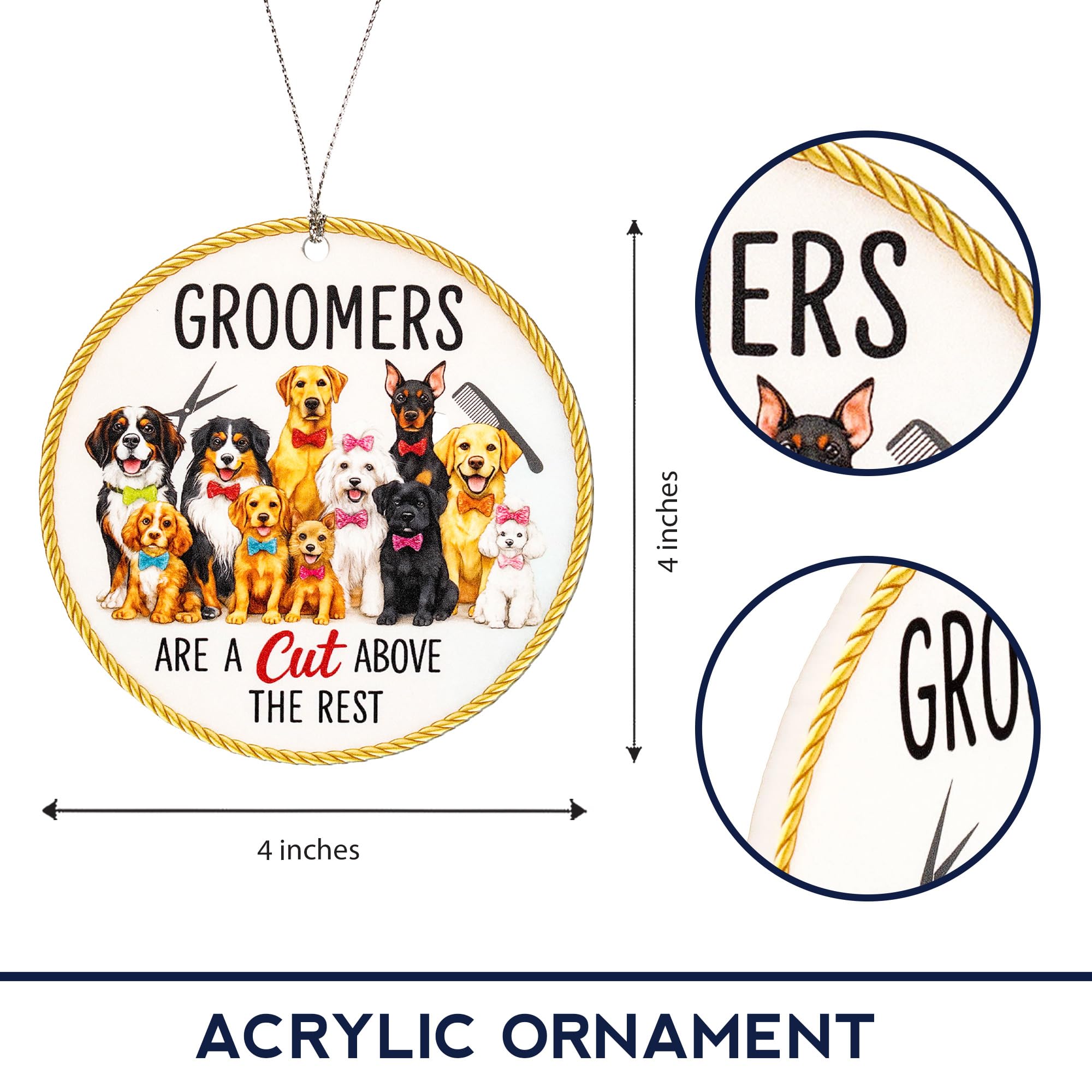Dog Groomer Christmas Ornament design details