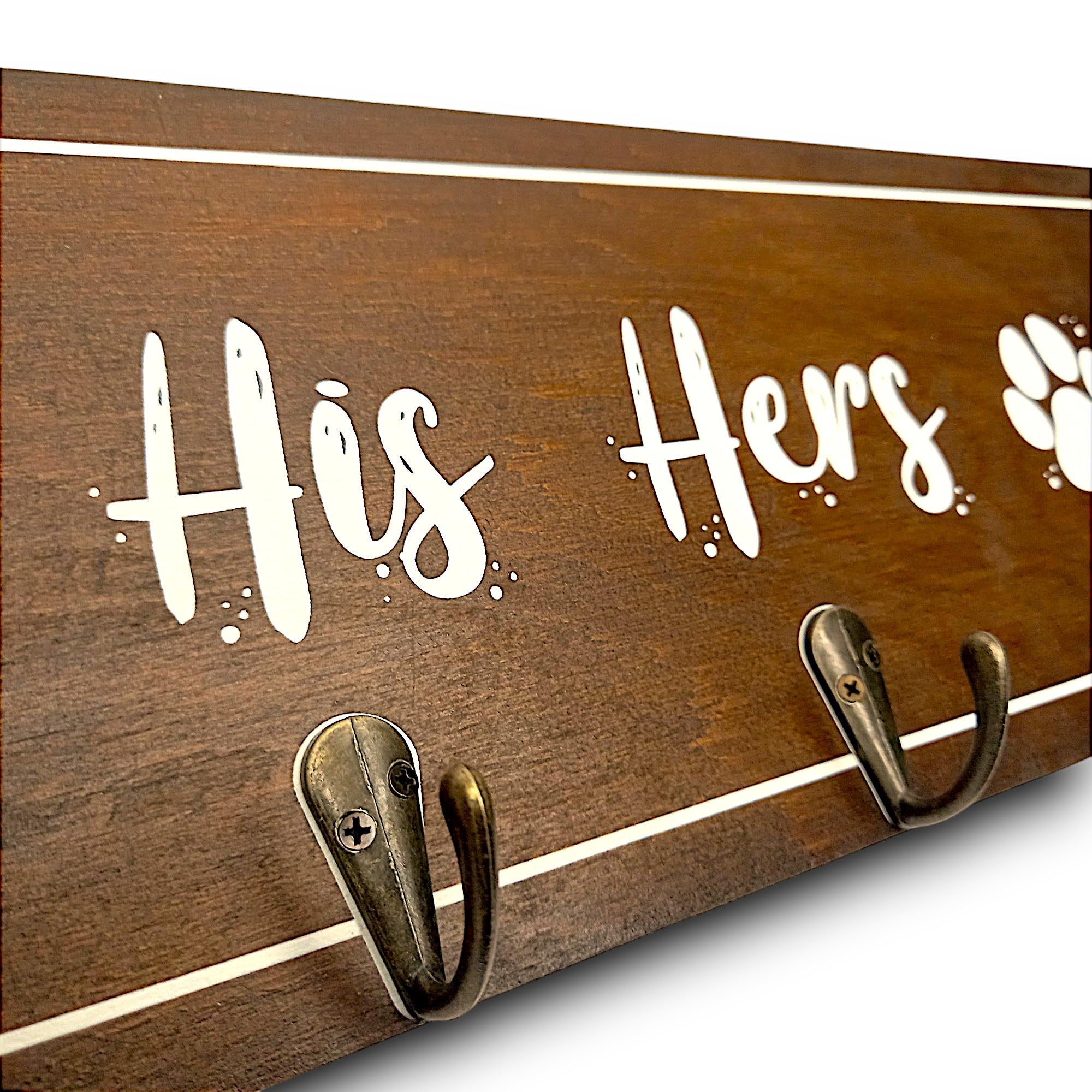 White print dog leash holder and key organizer for entryway