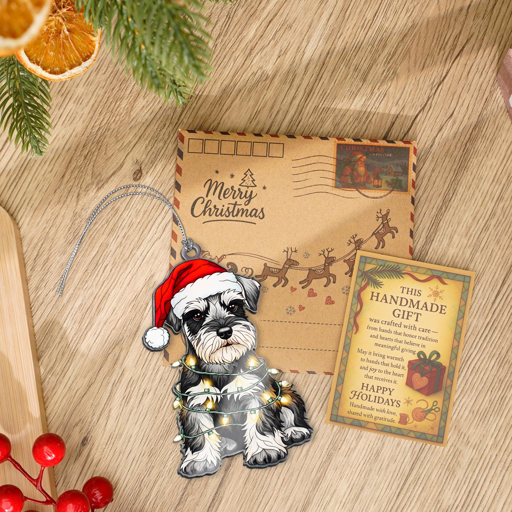 Intricate festive design appropriate for rustic or elegant Christmas themes