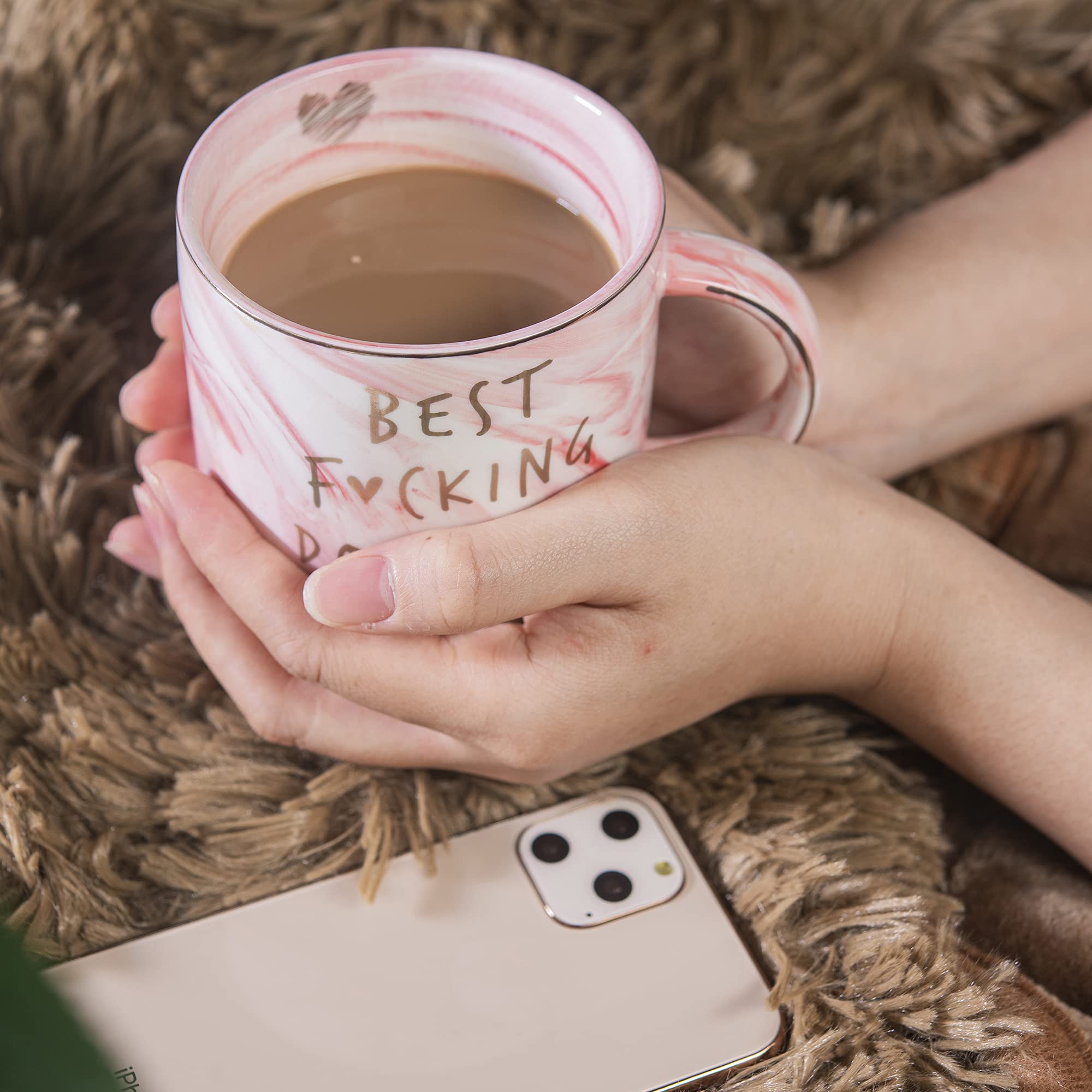Durable Hendson quality dog mom mug pink marble