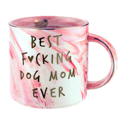 Pink marble ceramic mug for dog mom gifts
