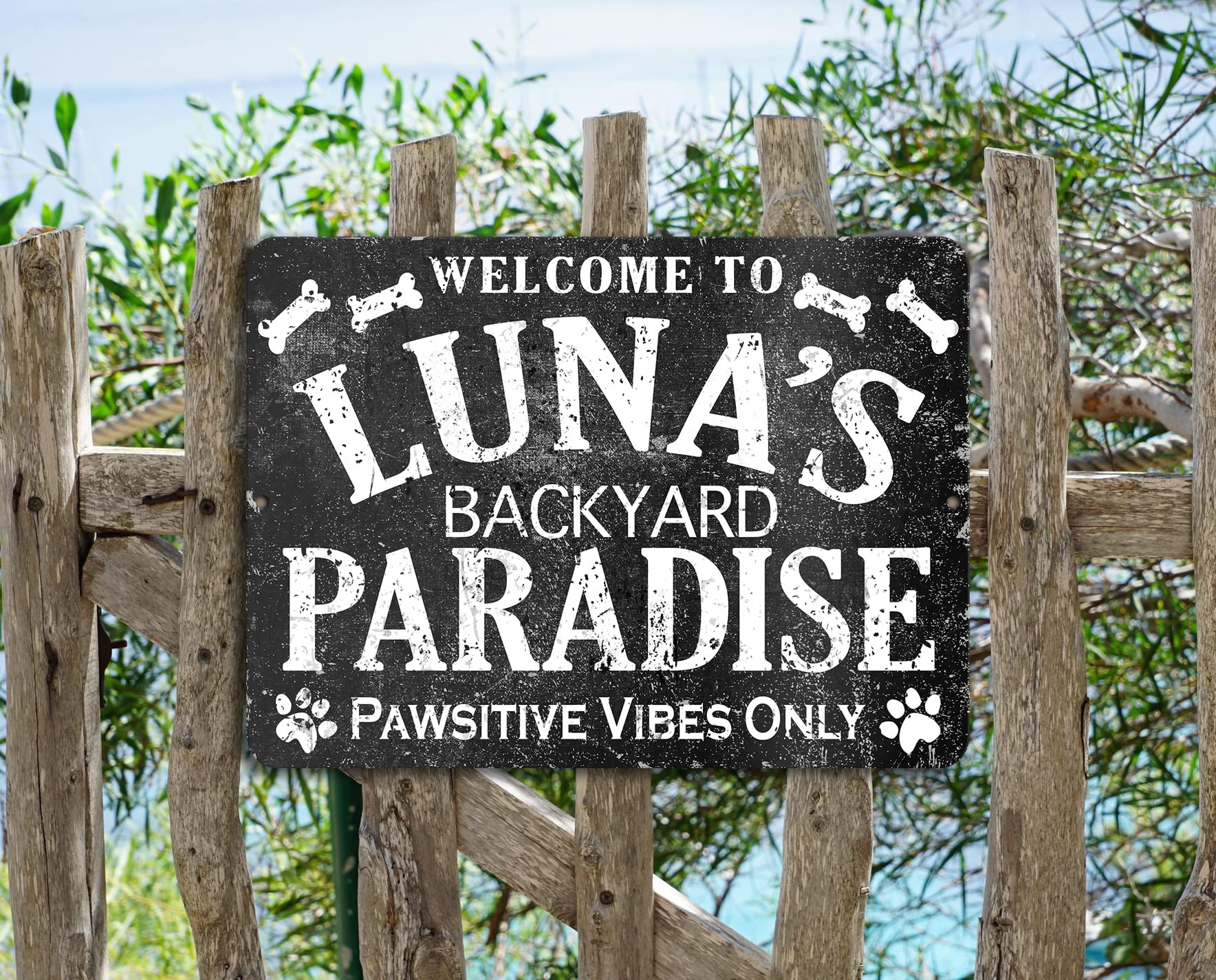Dog name sign backyard playground metal 12x18 for indoor outdoor