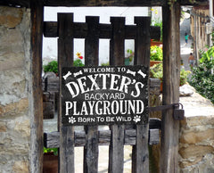 Dog name sign backyard playground metal 9x12 for indoor outdoor