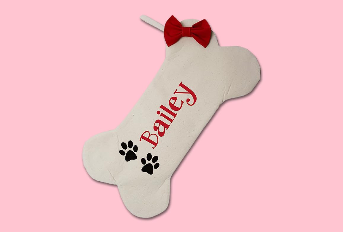 Dog owner Christmas stocking with removable red bow