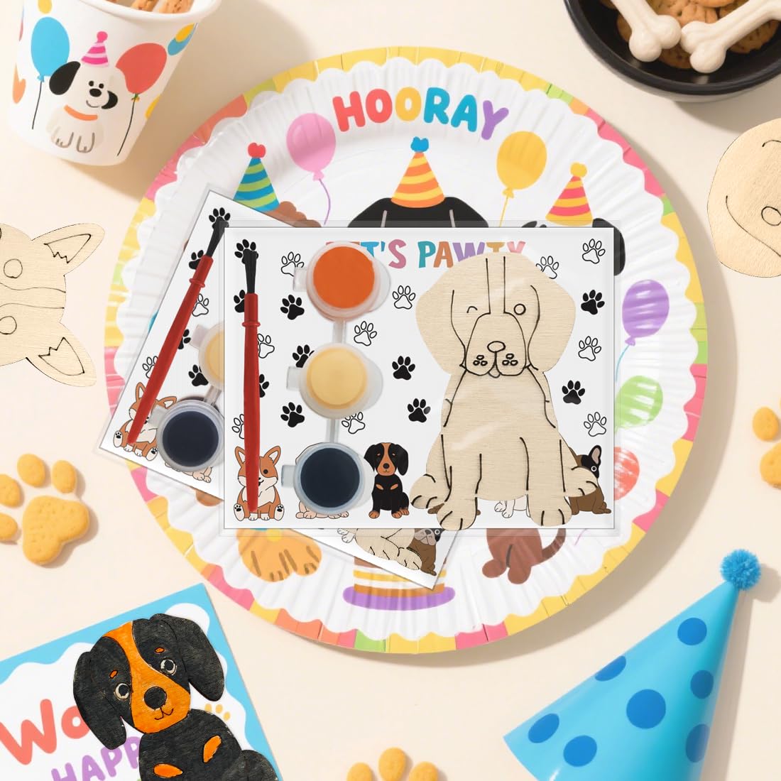 Themed background cards included in dog craft kit