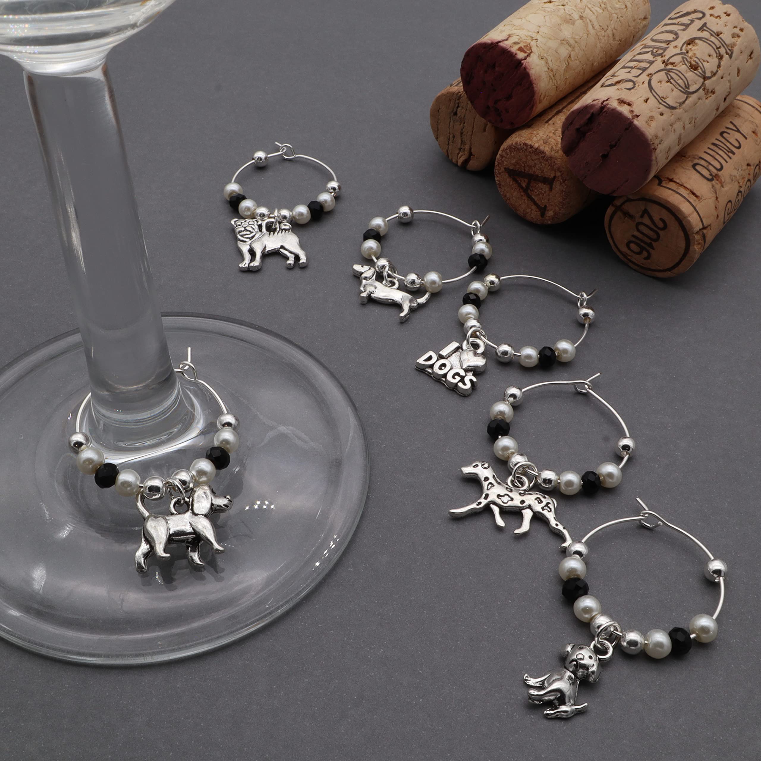 Dachshund Mongrel I love dogs charm included in gift box of six
