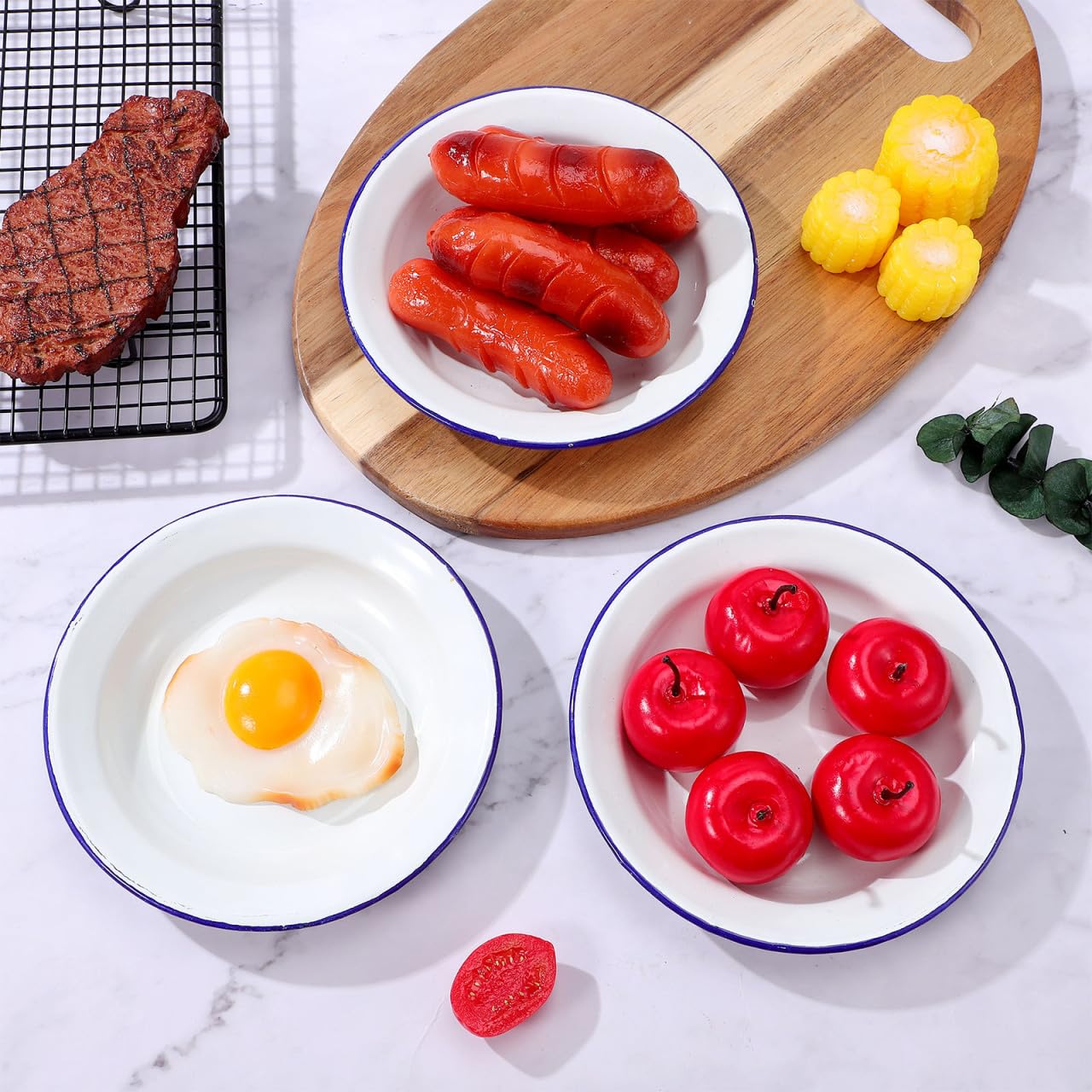 Plain white enamel plates hand washing recommended