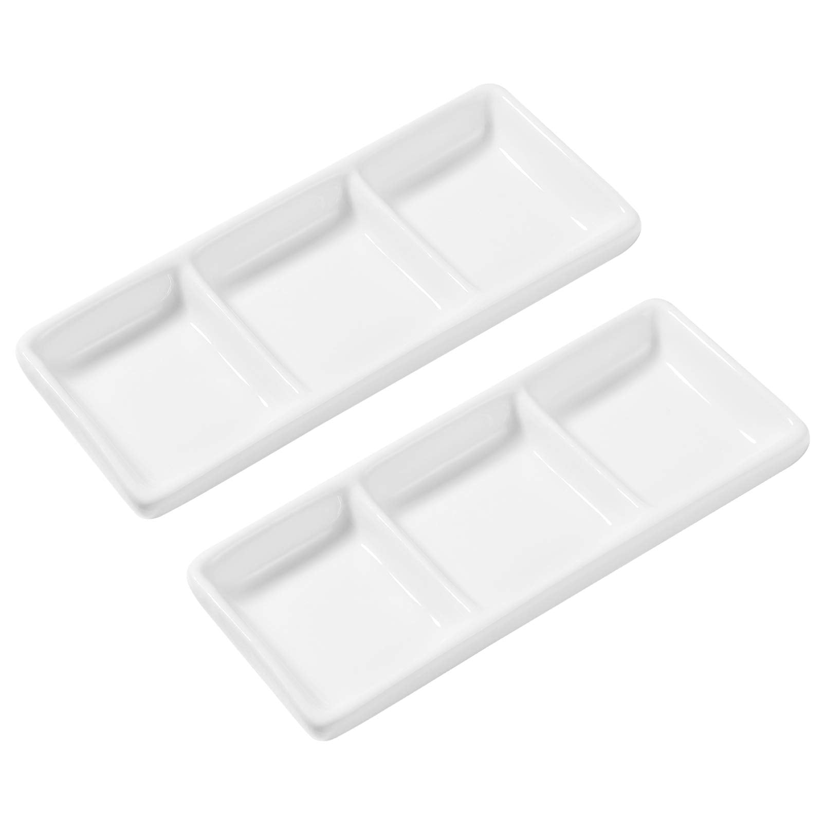 DOITOOL 2Pcs ceramic serving platters white 3-compartment