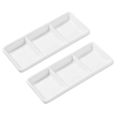 DOITOOL 2Pcs ceramic serving platters white 3-compartment
