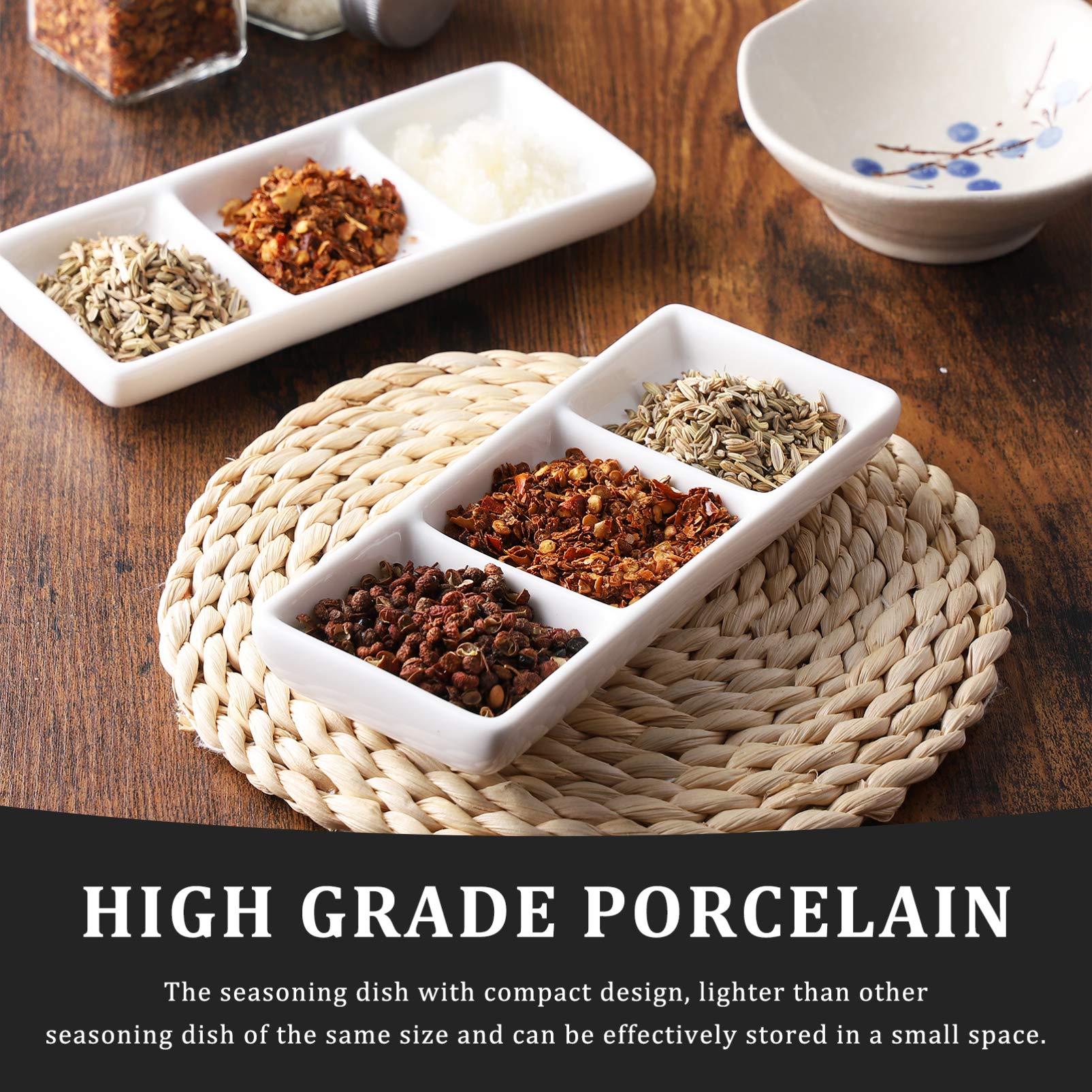 Three-compartment ceramic serving platters for fruits cheese and desserts