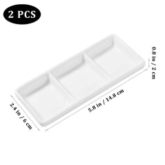 White rectangular ceramic appetizer trays with three compartments by DOITOOL