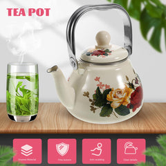 1.1 qt capacity enamel tea kettle with strainer