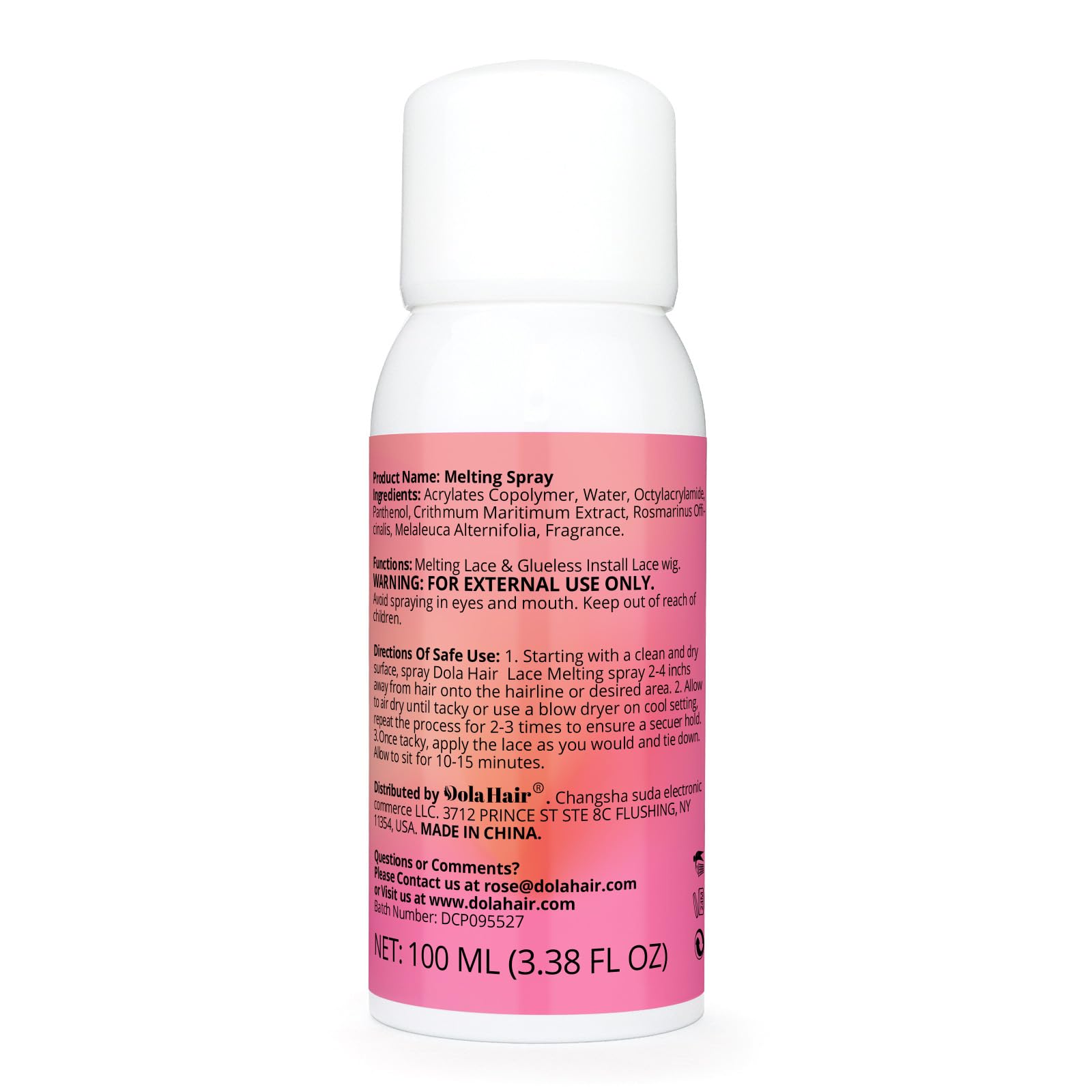 Easy spray-on lace melt for wigs