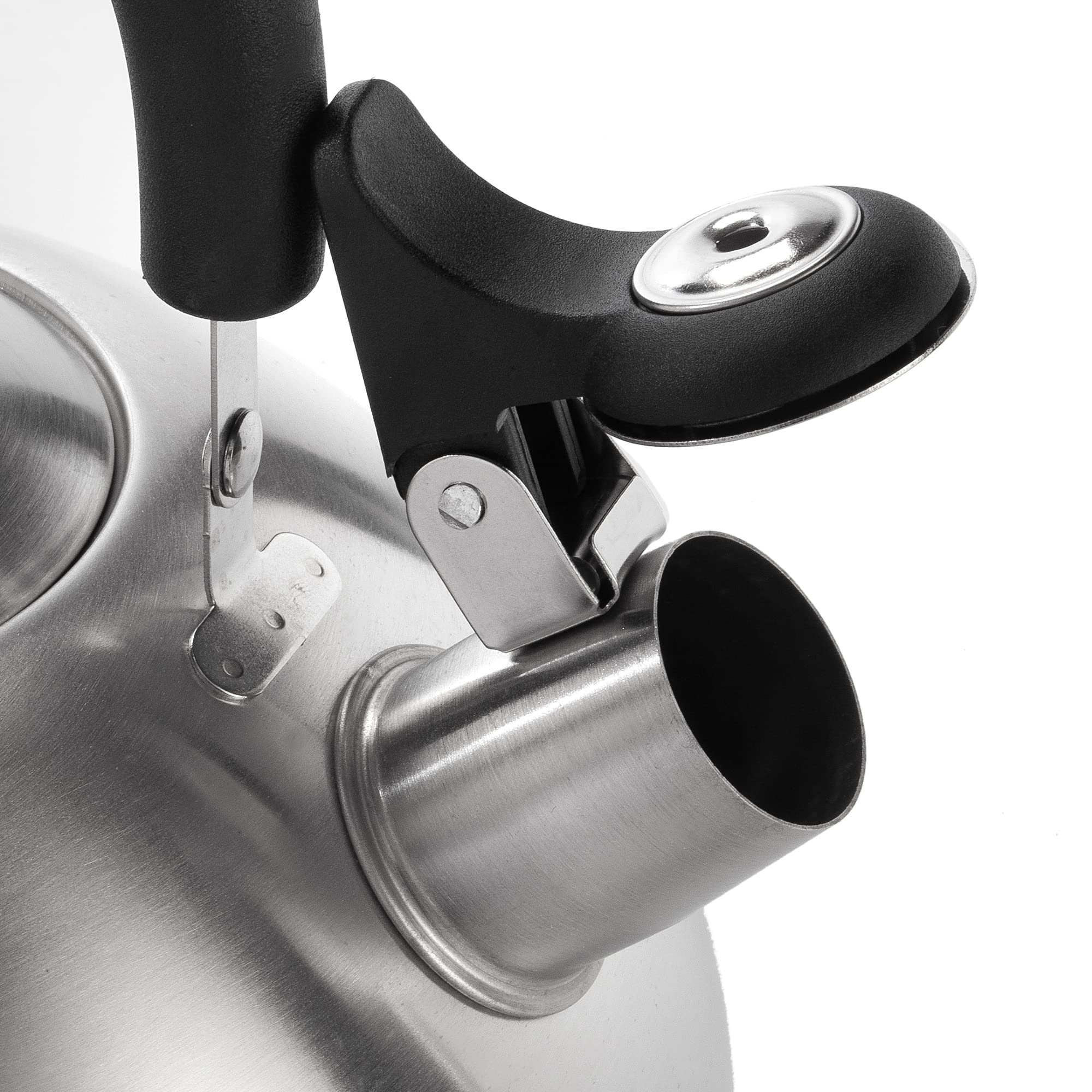 Cool touch ergonomic handle on Dominion kettle for safe pouring