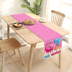 Donut party decor table runner laid on dining table