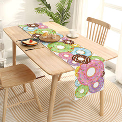 Donut party table runner polyester linen-like finish