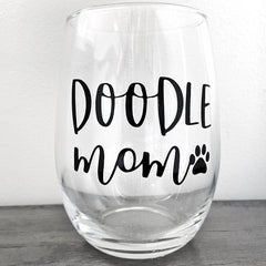 Doodle Mom premium 21oz stemless wine glass design