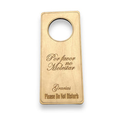 Door Hanger Spanish Language sign made of real wood