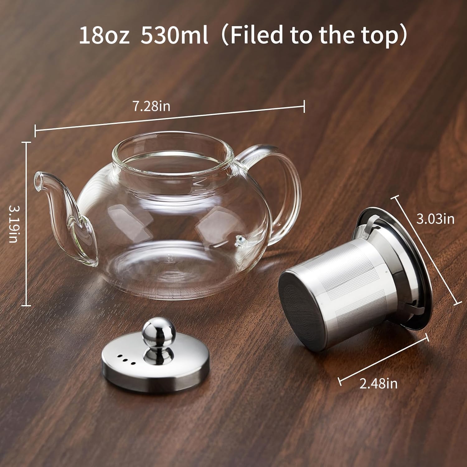 18-oz capacity label on DOPUDO teapot