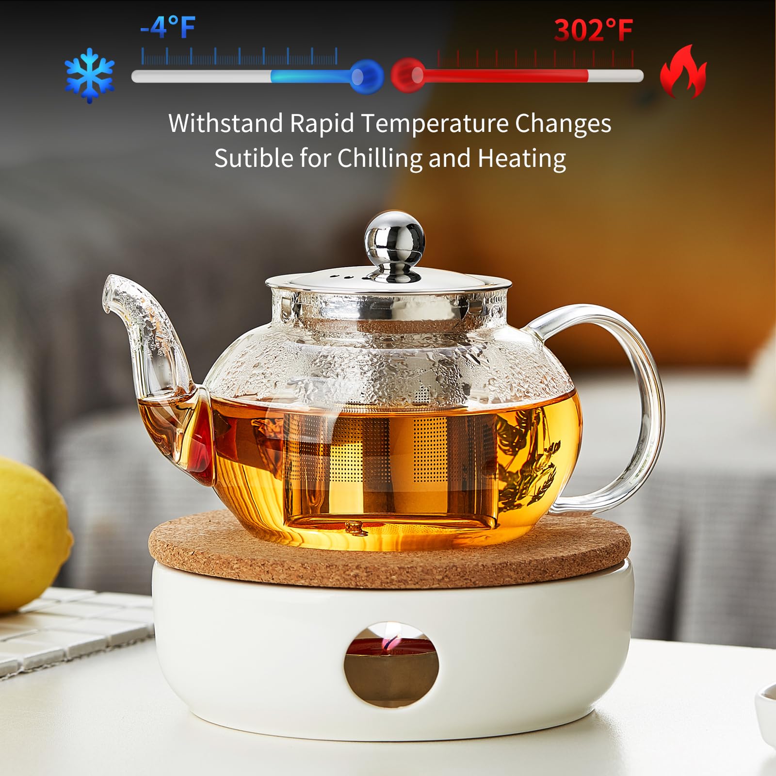 Compact glass teapot ideal for loose leaf and blooming tea