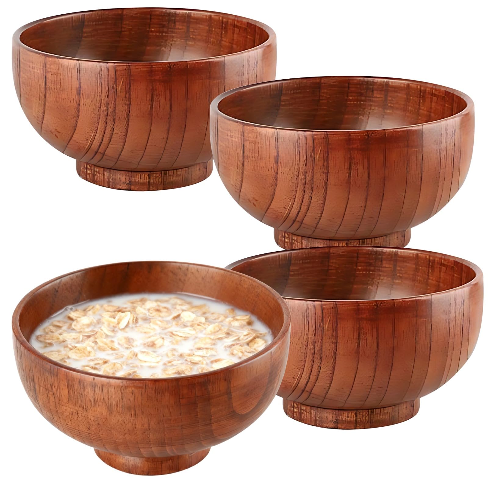 DORMIYA 4 Pcs Wooden Bowls natural jujube wood set of four