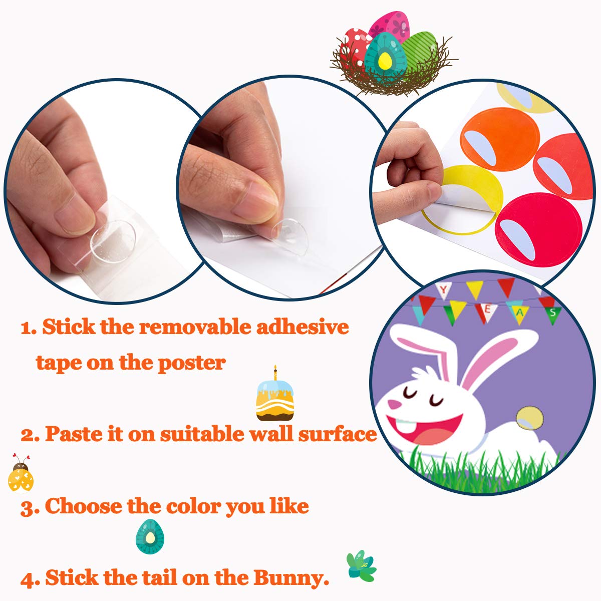 easter tail stickers 24pcs