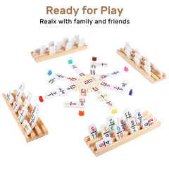 Double 12 dominoes travel set with 4 wooden trays