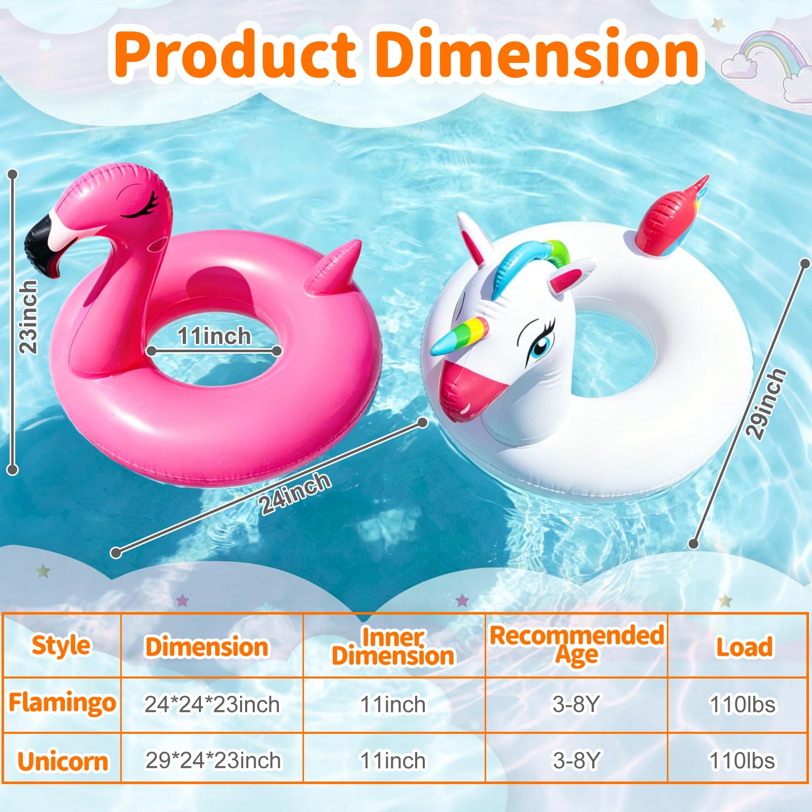 Pool float with double air chambers and independent sections