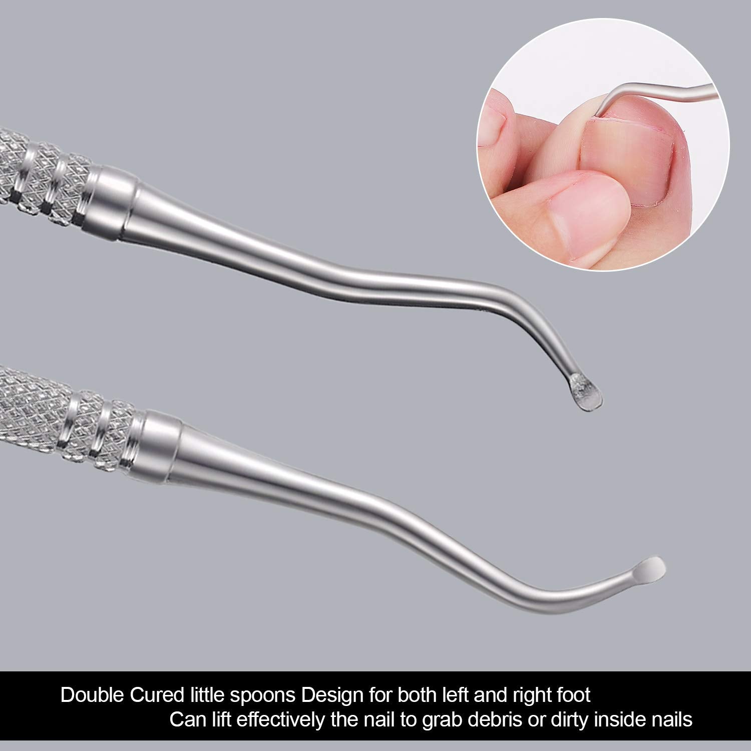 Two-ended ingrown toenail file for outer and inner edges
