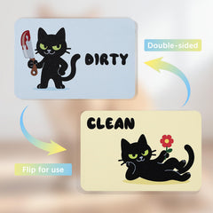 Double-sided dishwasher magnet showing clean and dirty states