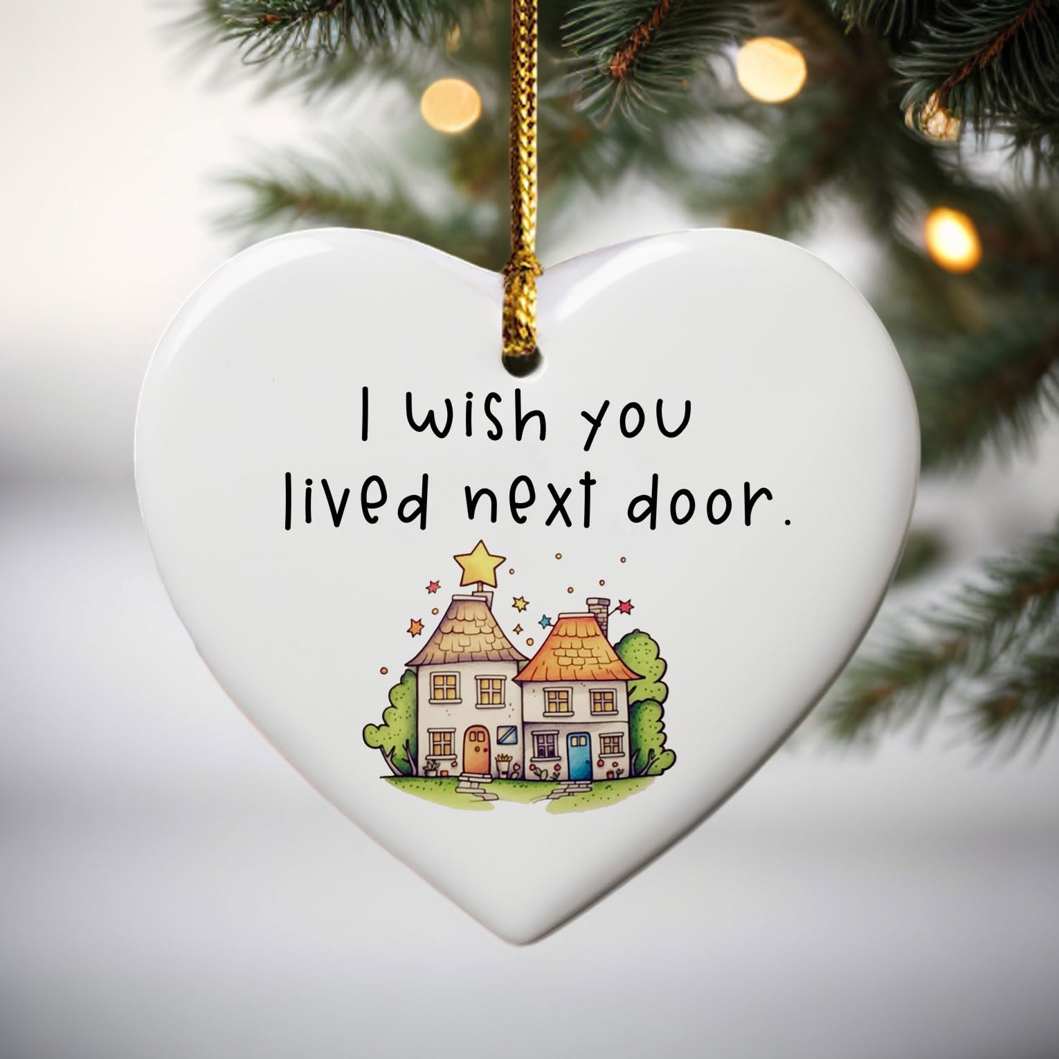 Double-sided heart ornament for going away or long distance gifts