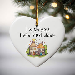 Double-sided heart ornament for going away or long distance gifts