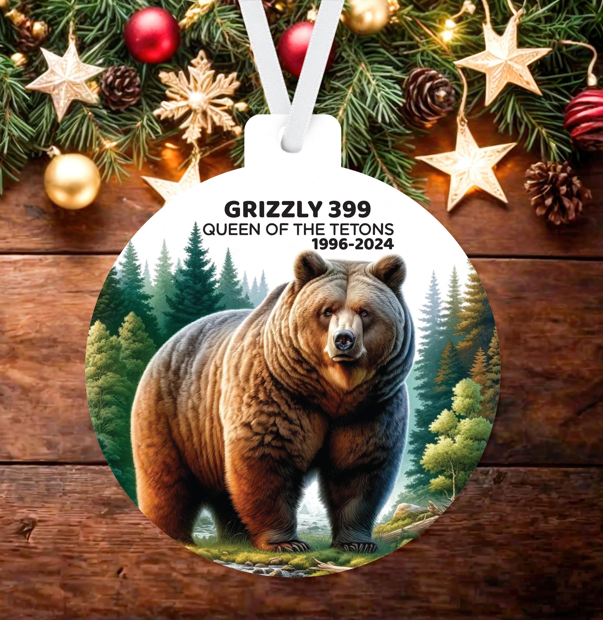 Double sided ornament featuring wildlife memorial theme