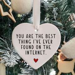 Ceramic keepsake heart ornament designed for couples