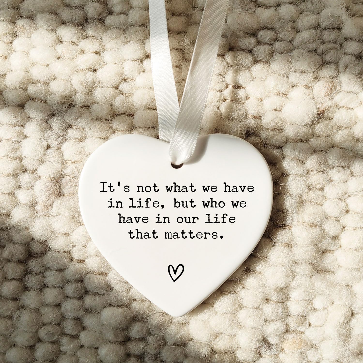 Gift box packaging for It's Not What We Have Ceramic Heart Ornament