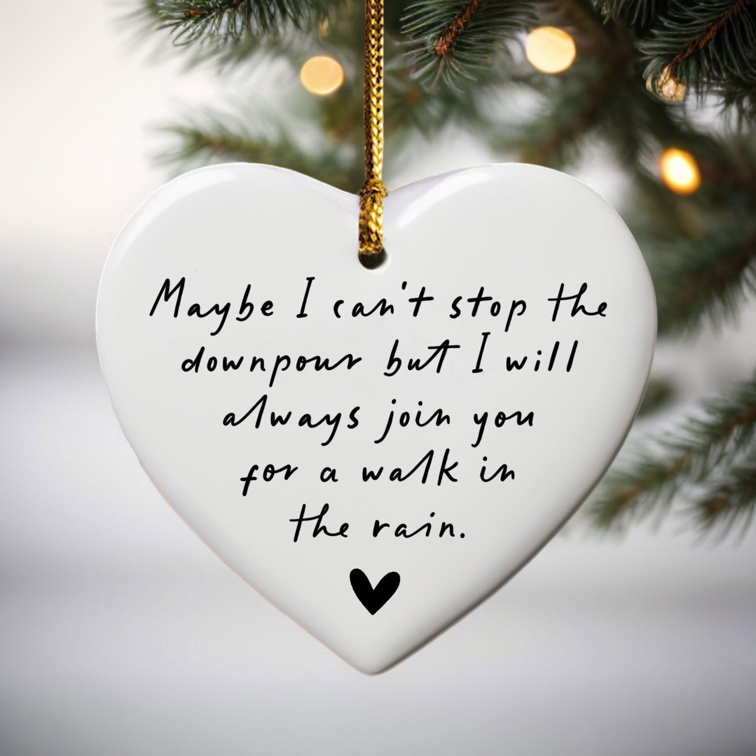 Gold hanging string for easy hanging on the ornament
