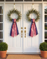 Double sided satin patriotic sash ready for outdoor display
