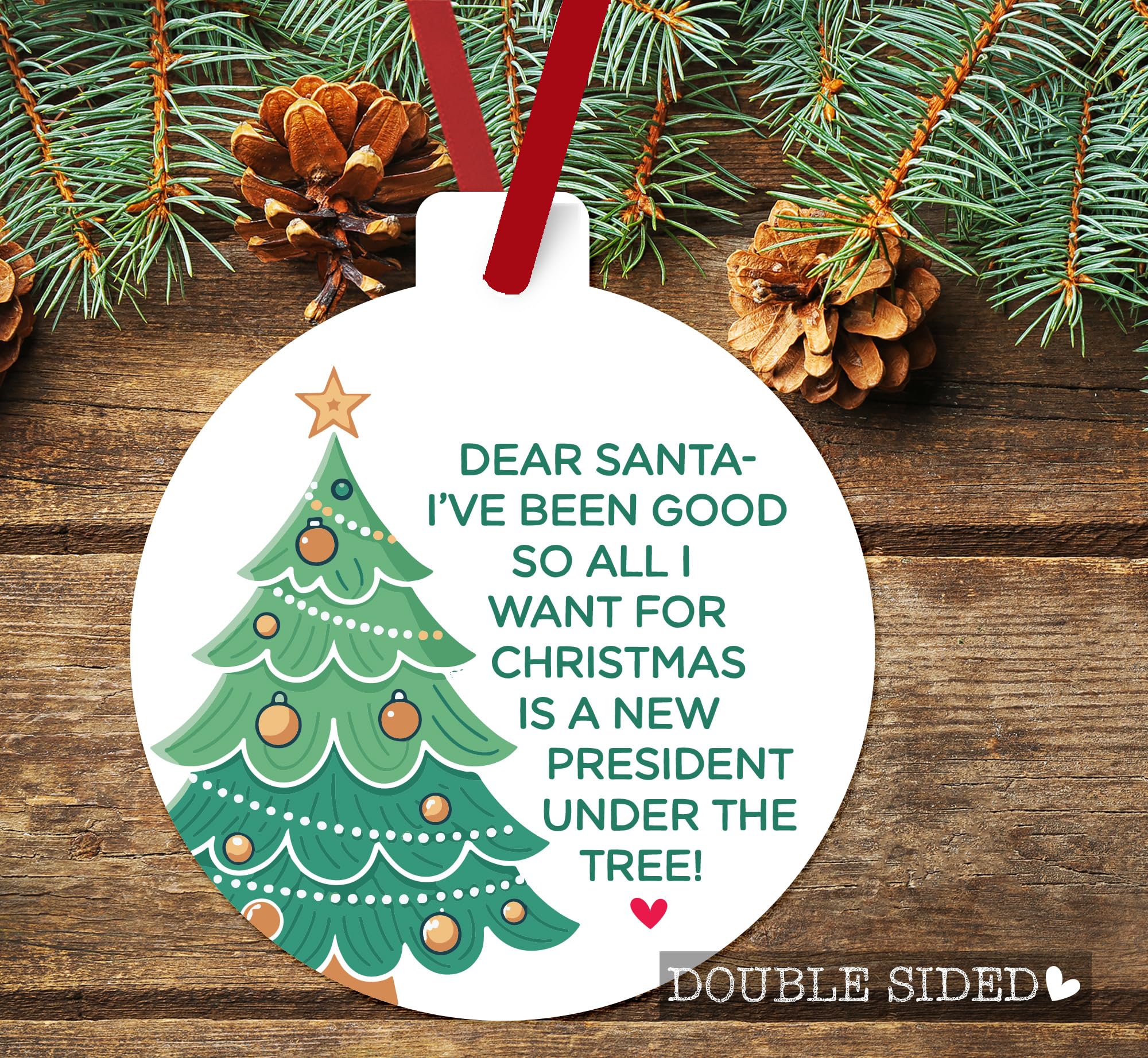 Shatterproof double sided aluminum Christmas ornament for tree display