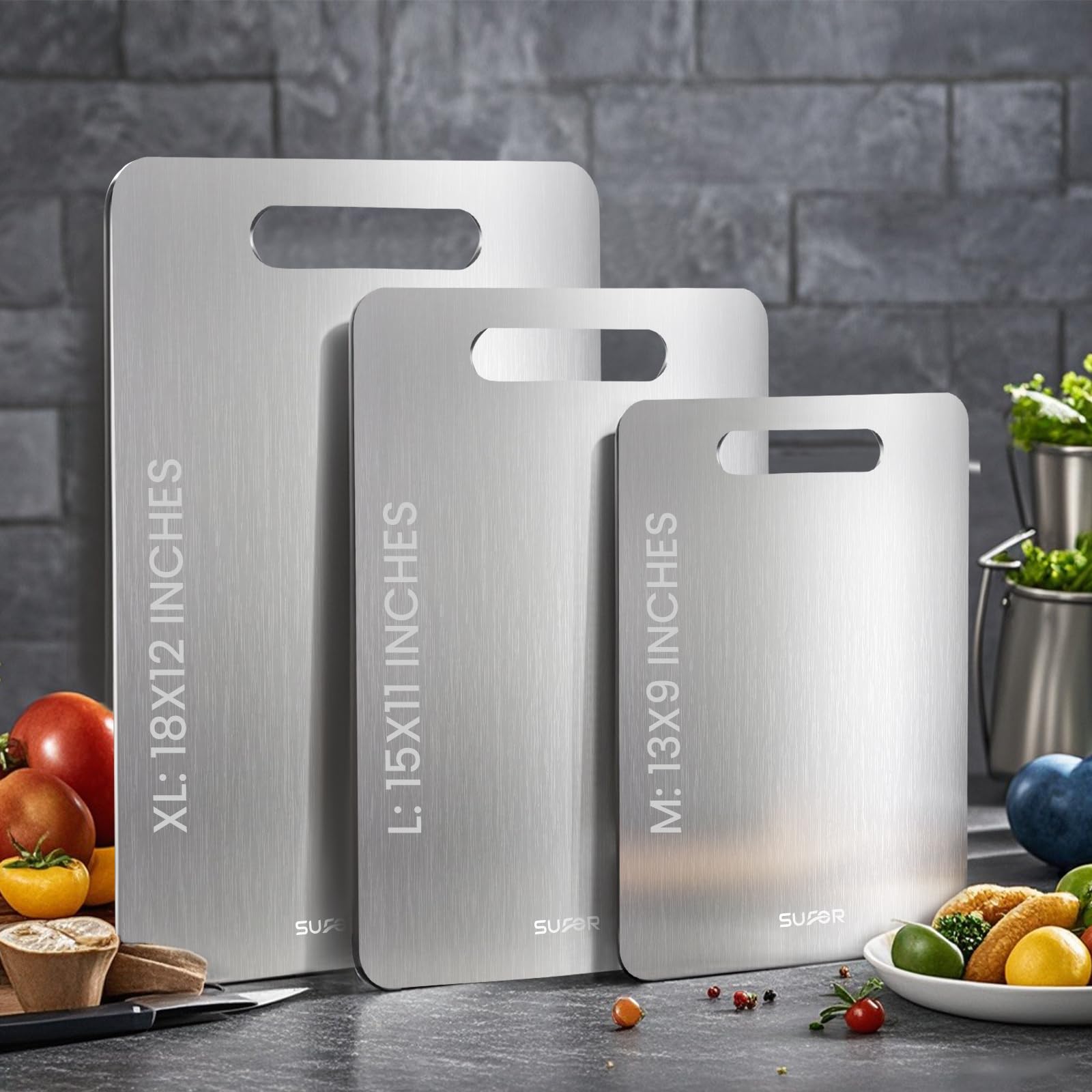 Anti-slip titanium cutting board with double-sided design