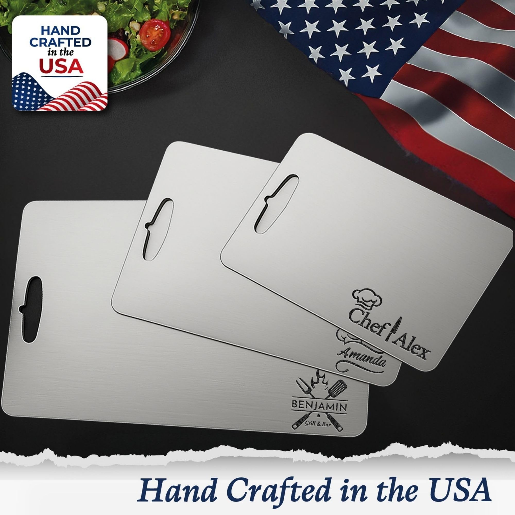 Double-sided titanium cutting board for kitchen and grill