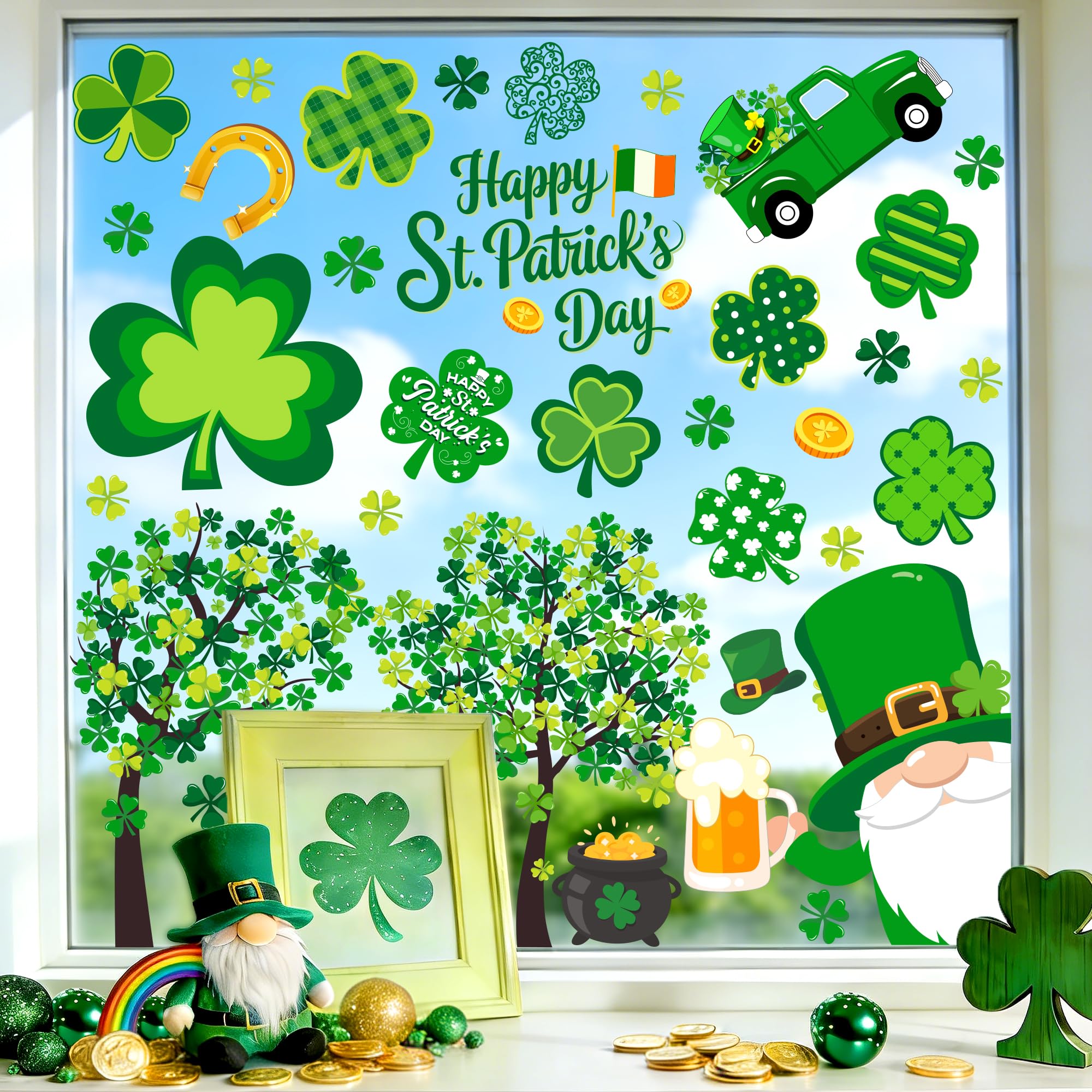 Large shamrock tree design from the window cling set