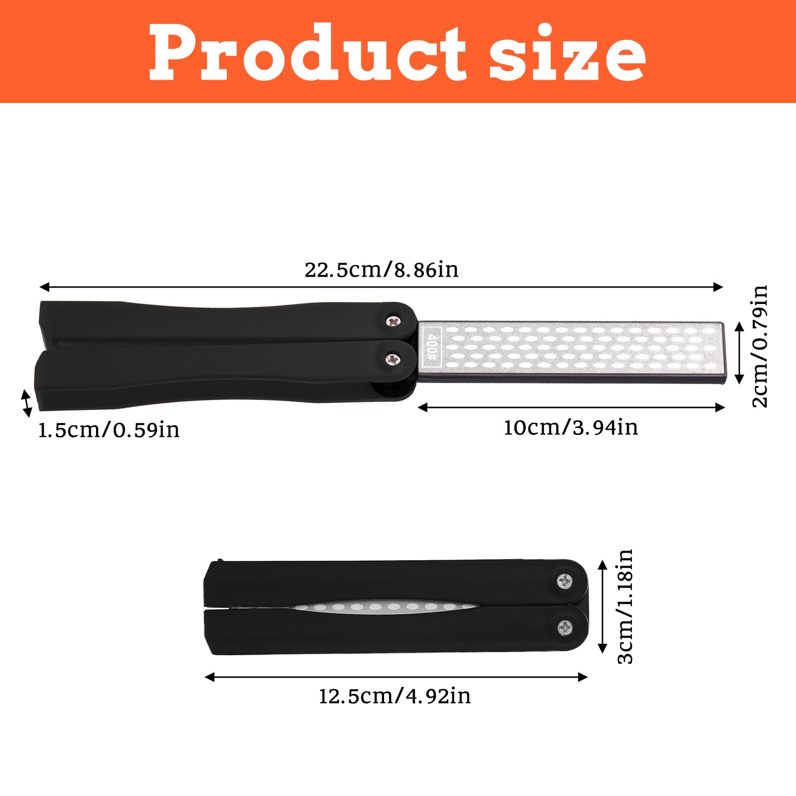 Double Sides Knife Sharpener open size 8.85x1.2 inches