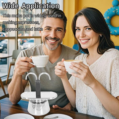 Double spout moka pot highlighting stainless steel build