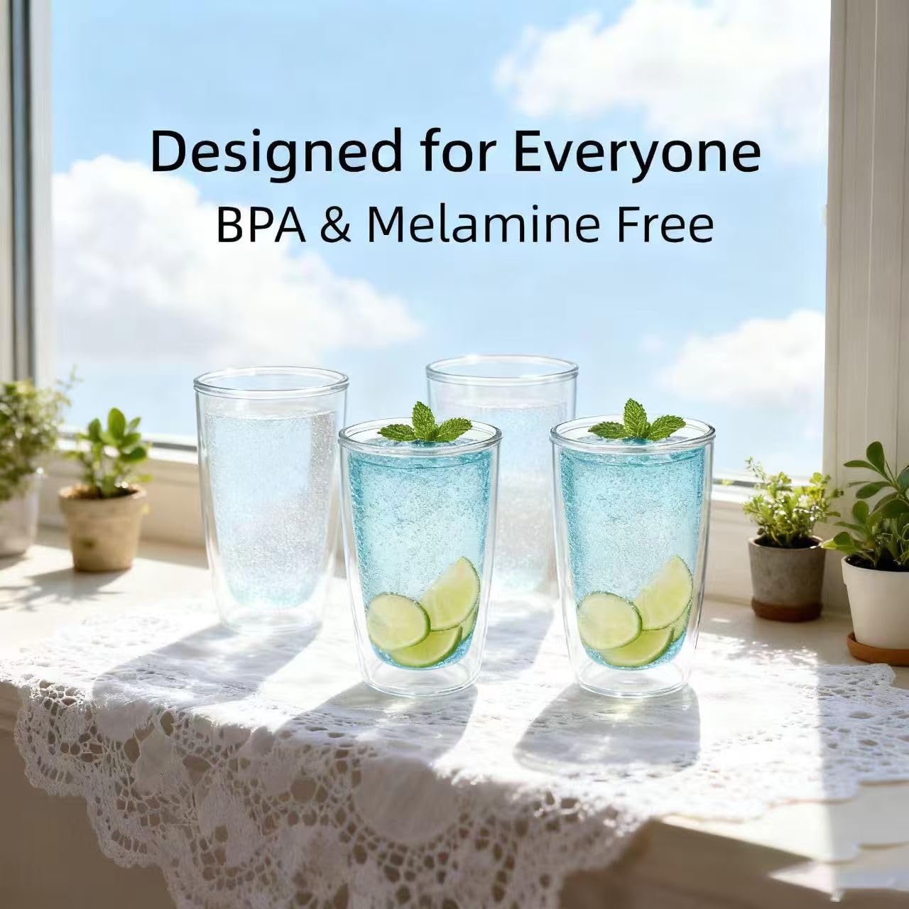 Crystal-clear shatterproof BPA-free tumblers 4-pack