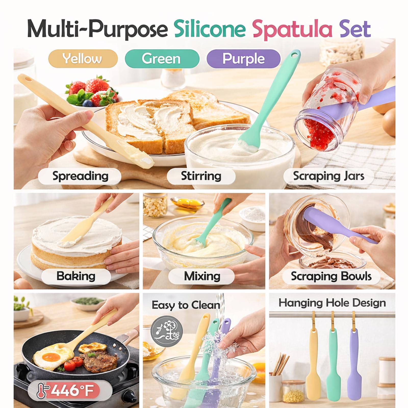 Dough scraper silicone jar spatula for sticky ingredients