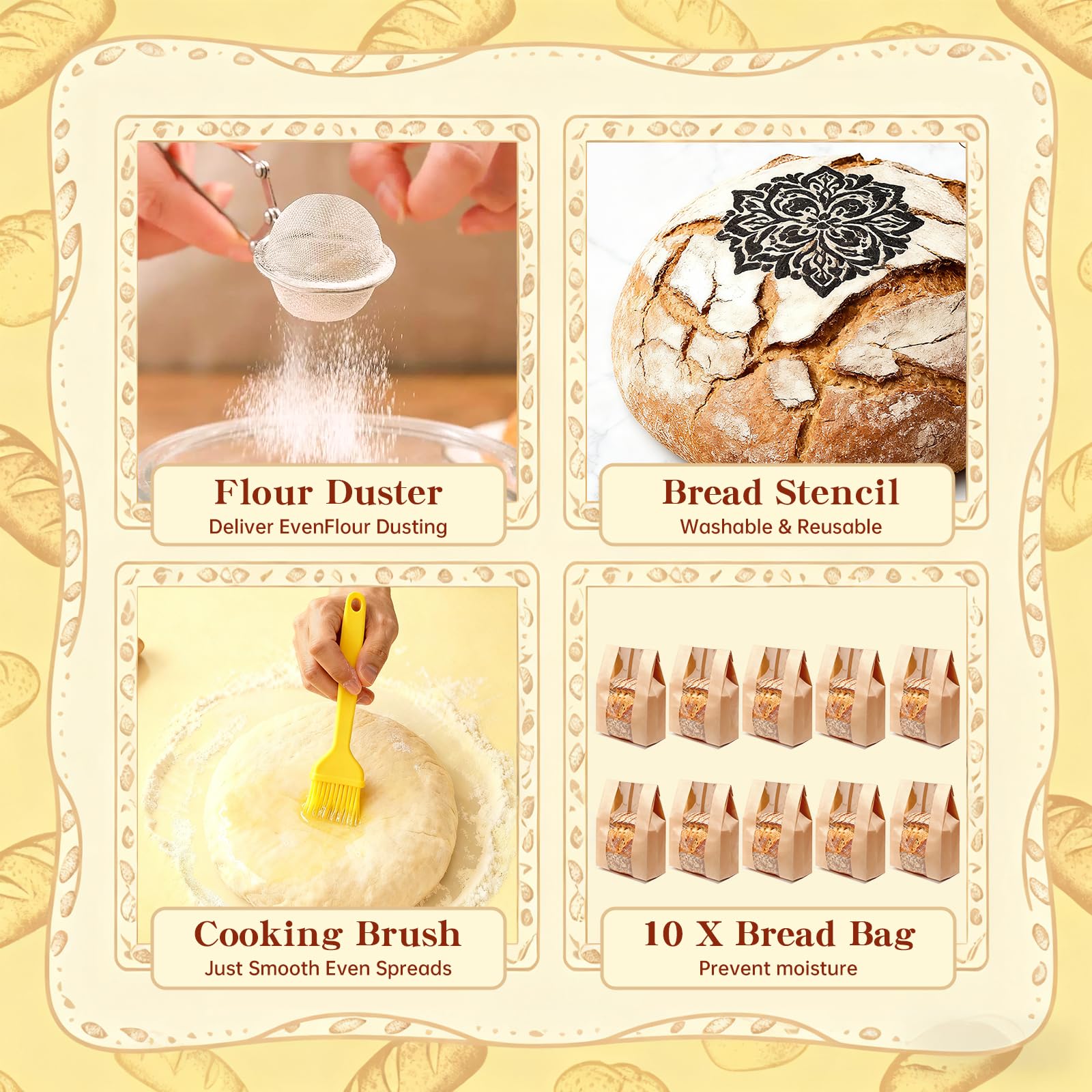 Lame and brushes included in sourdough starter kit