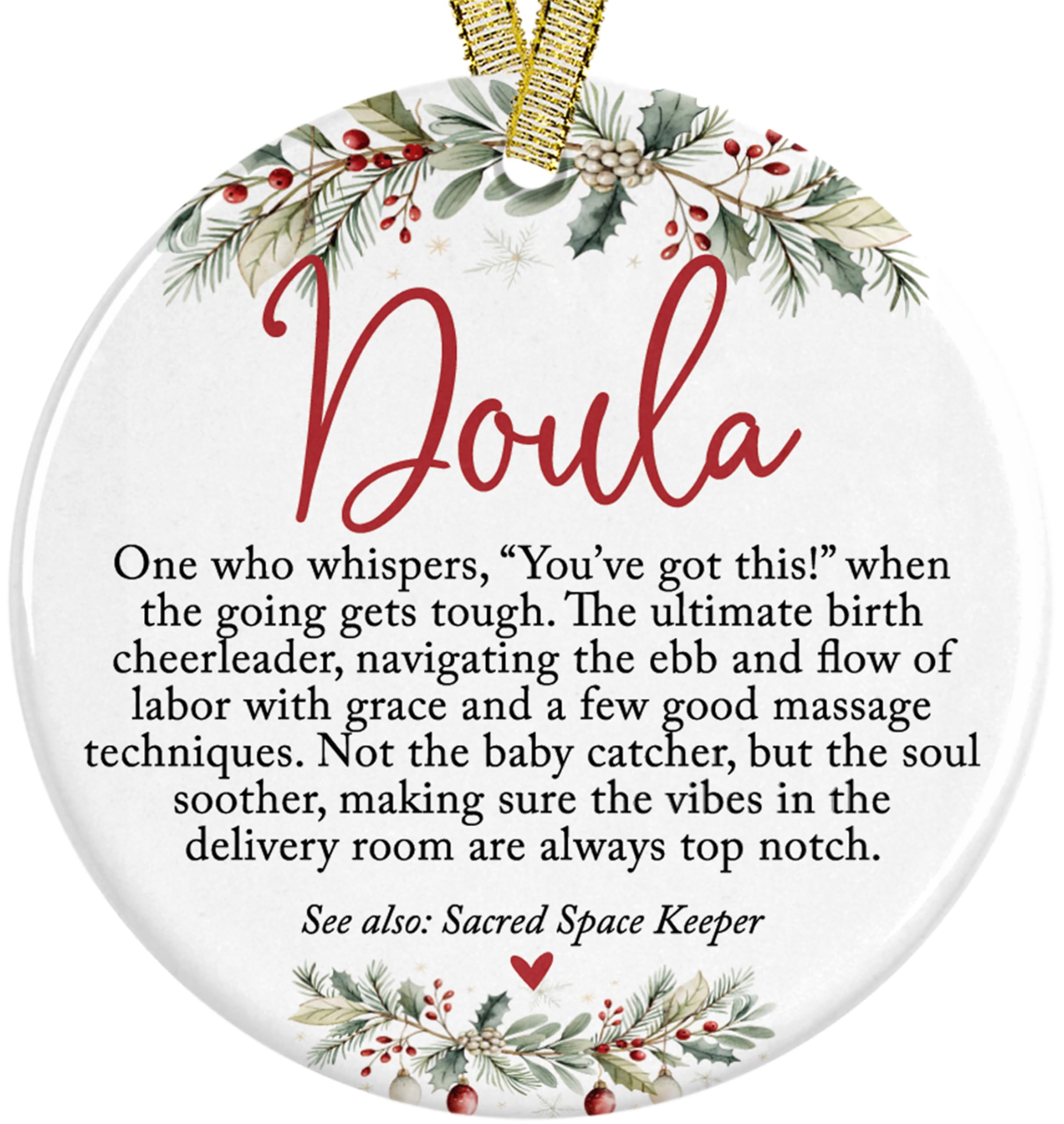 Doula ceramic Christmas ornament 3 inch with UV printing