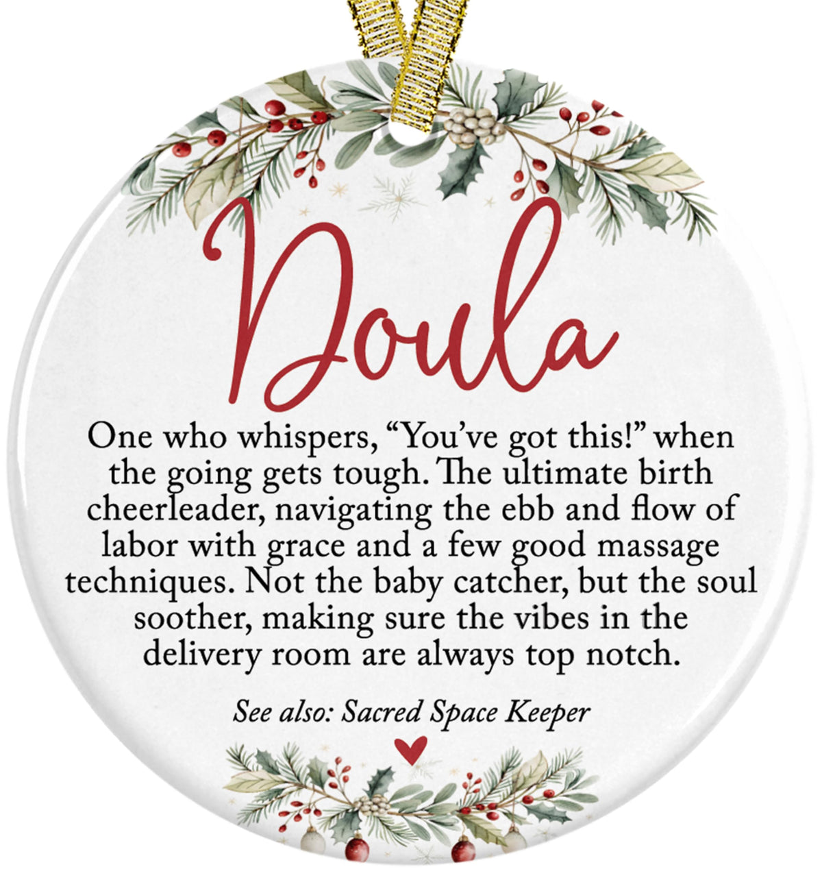 Doula ceramic Christmas ornament 3 inch with UV printing